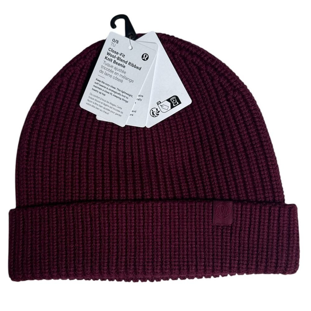 Lululemon Close Fit Wool-Blend Ribbed Knit Beanie, Deep Lux, NWT, OS